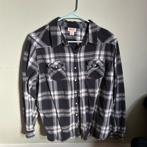 Mossimo Supply Co. Black and White Plaid Button Down Shirt